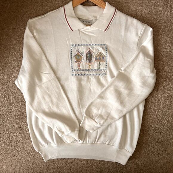 CW Classics Holiday Christmas Coquette Embroidered Pink Collared Sweater Size M - Picture 3 of 13